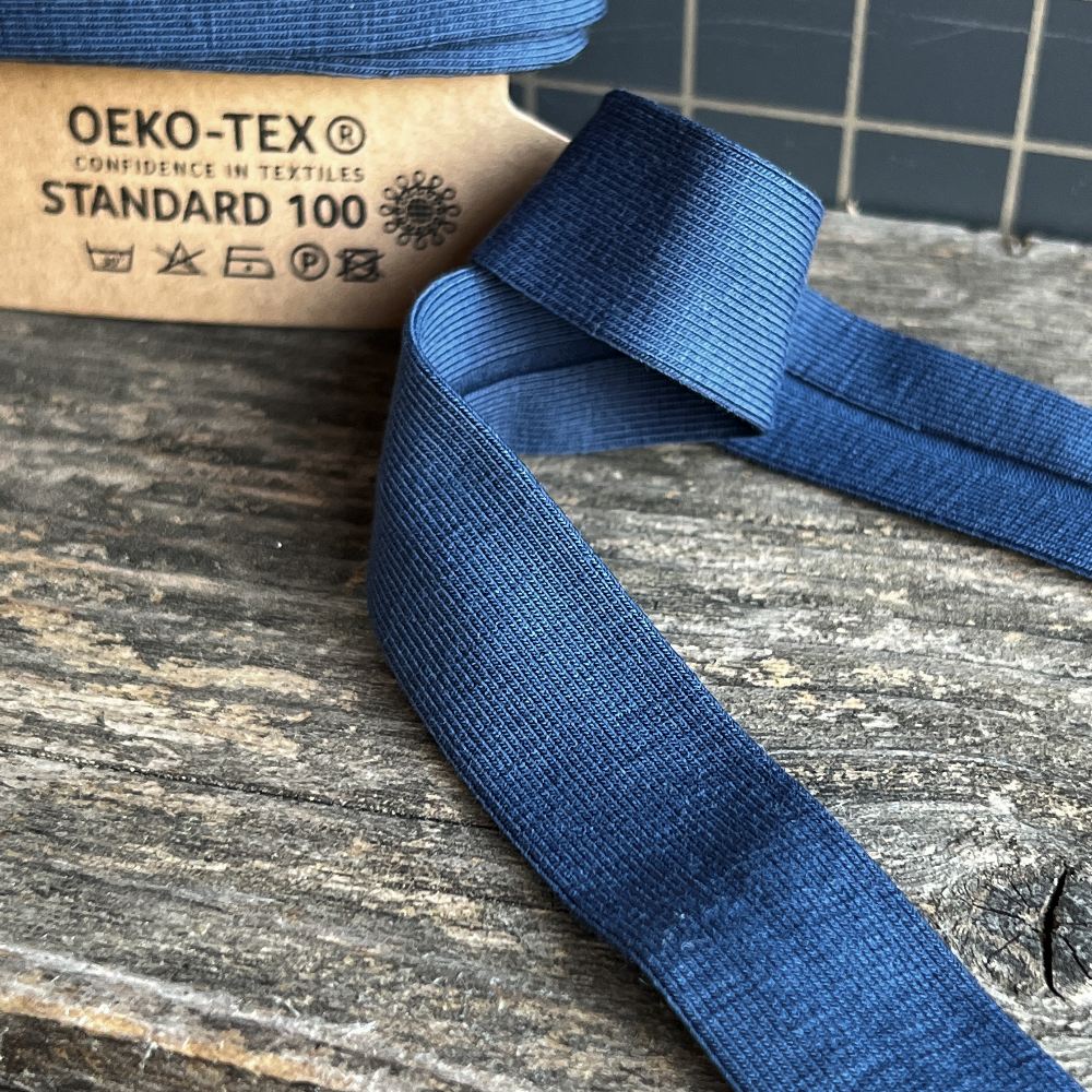 Biais jersey coton Oekotex 3m - Bleu jean foncé