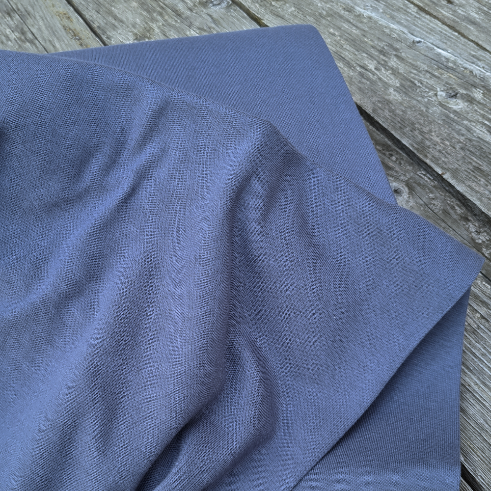 Bord côte tubulaire coton bio GOTS - Bleu jean x 25cm