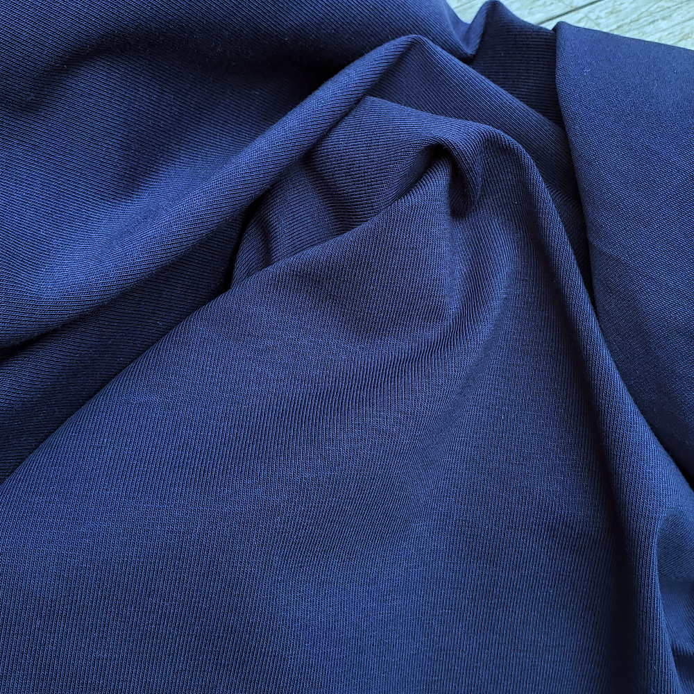 Jersey coton bio - Bleu jean foncé x20cm