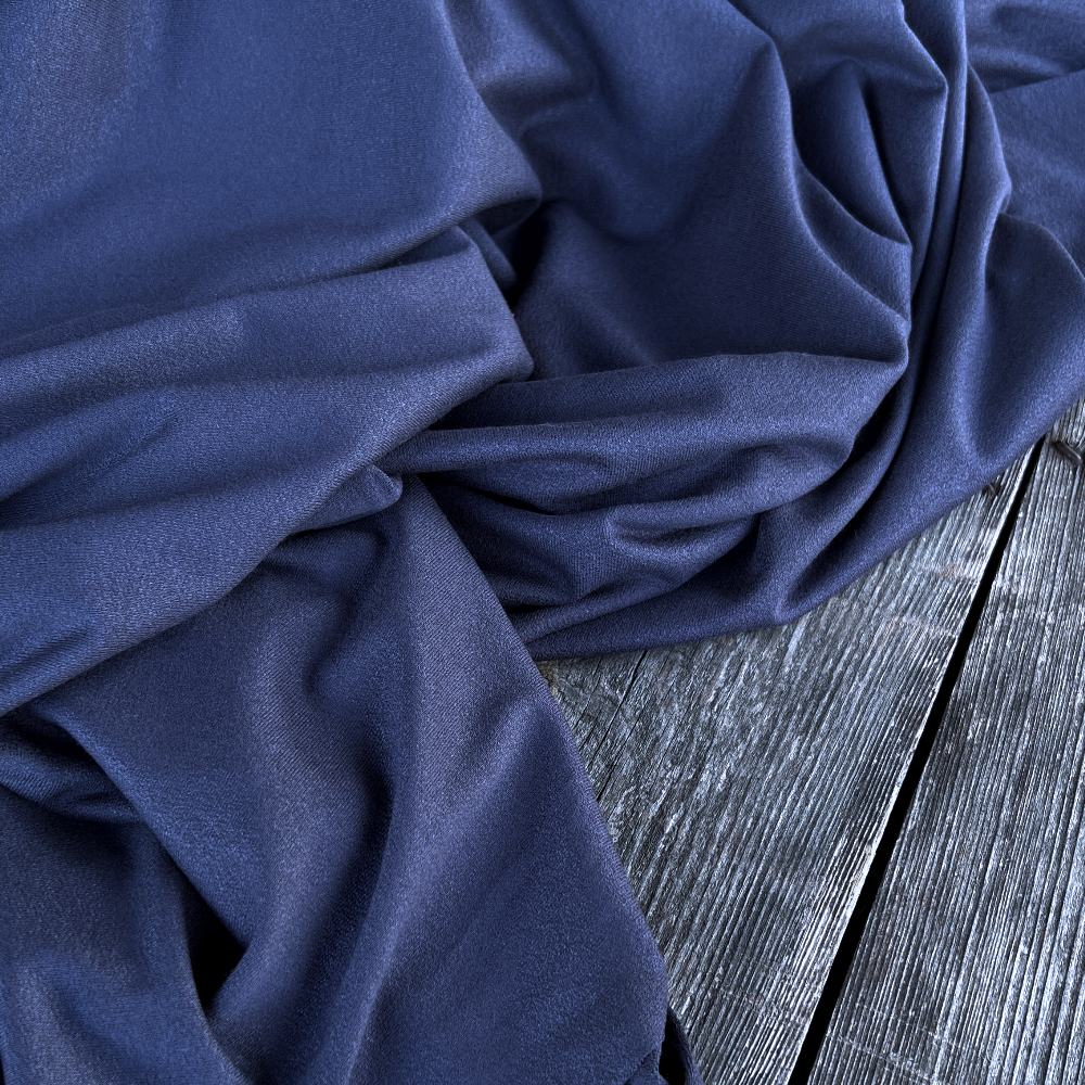 Jersey crêpe viscose - Bleu jean foncé x 20cm