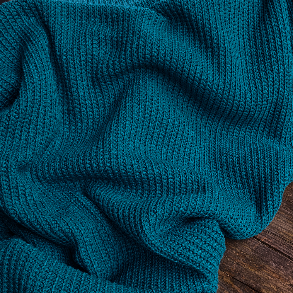 Maille tricot "Big knit"  - Bleu canard x20cm
