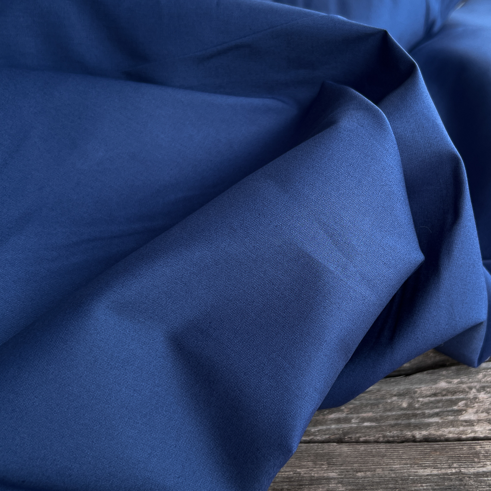 Popeline coton stretch - Bleu jean x20cm