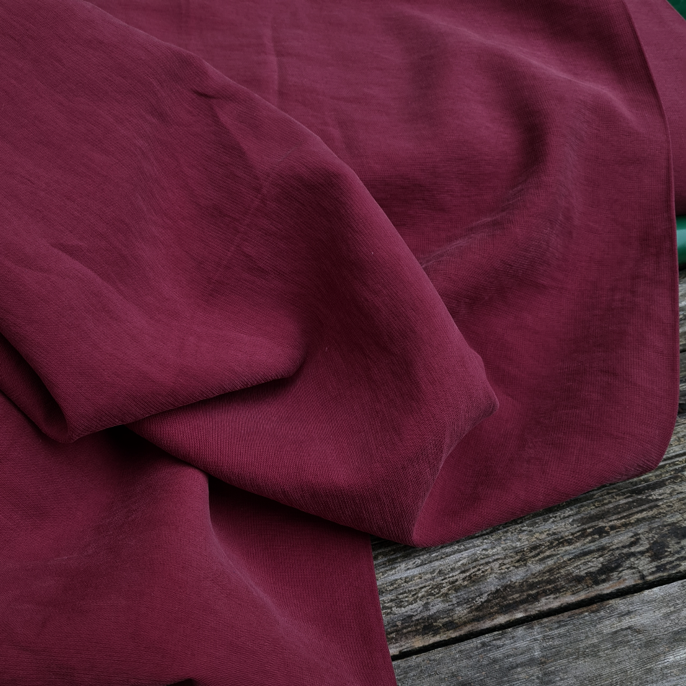 Tissu Viscose texturé - Rouge bourgogne x 20cm