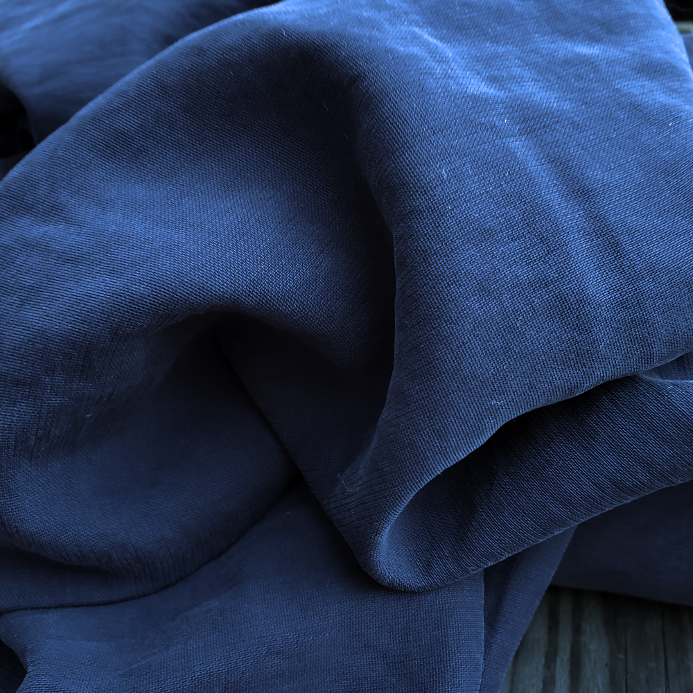 Tissu Viscose texturé- Bleu jean x 20cm