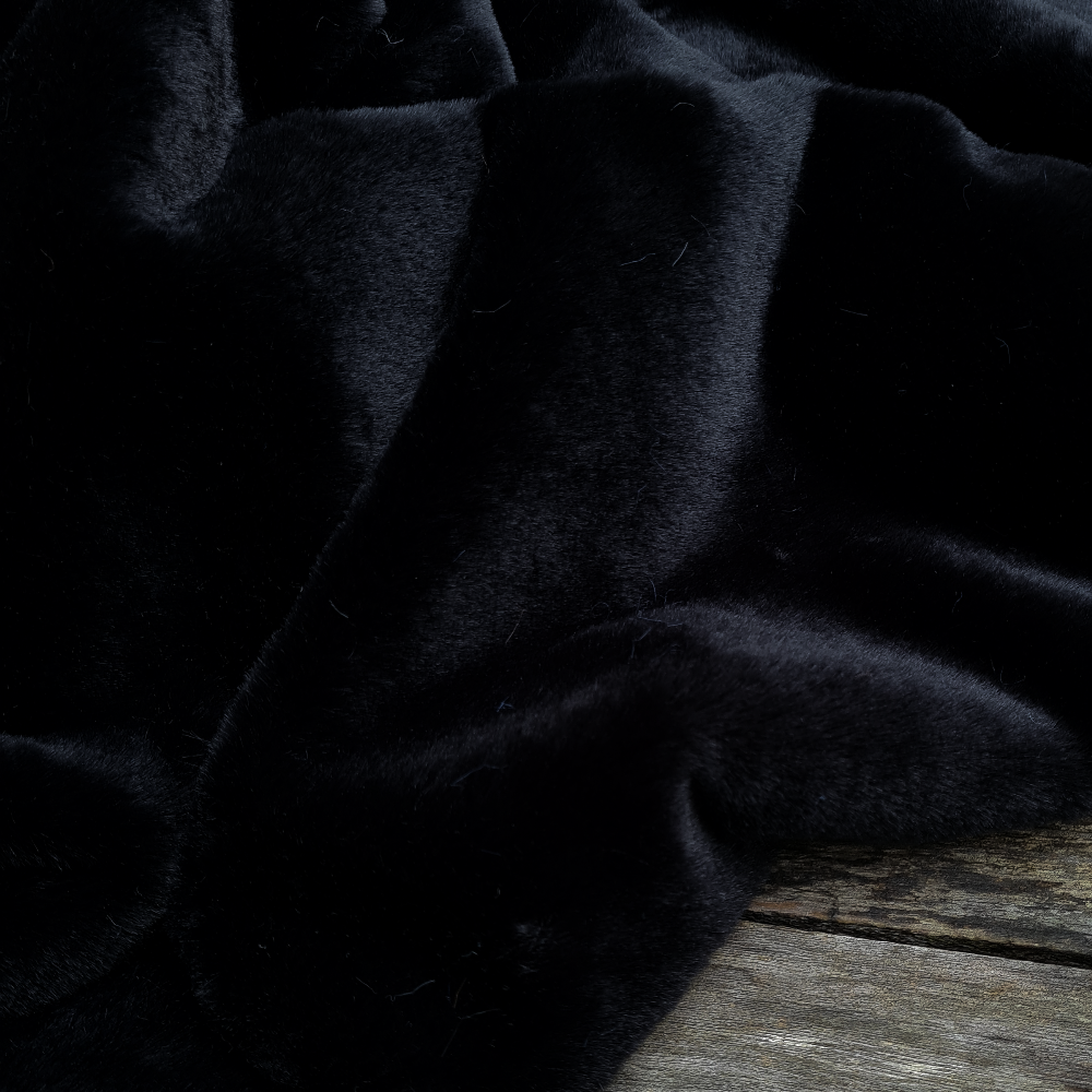 Tissu fausse fourrure ultra douce - Noir x20cm
