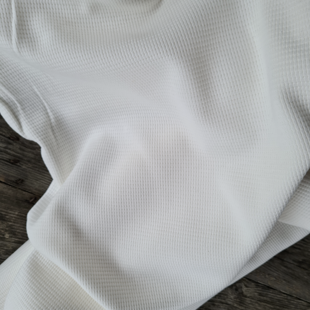 Tissu jersey coton gaufré Oekotex - Blanc d'ivoire x20cm