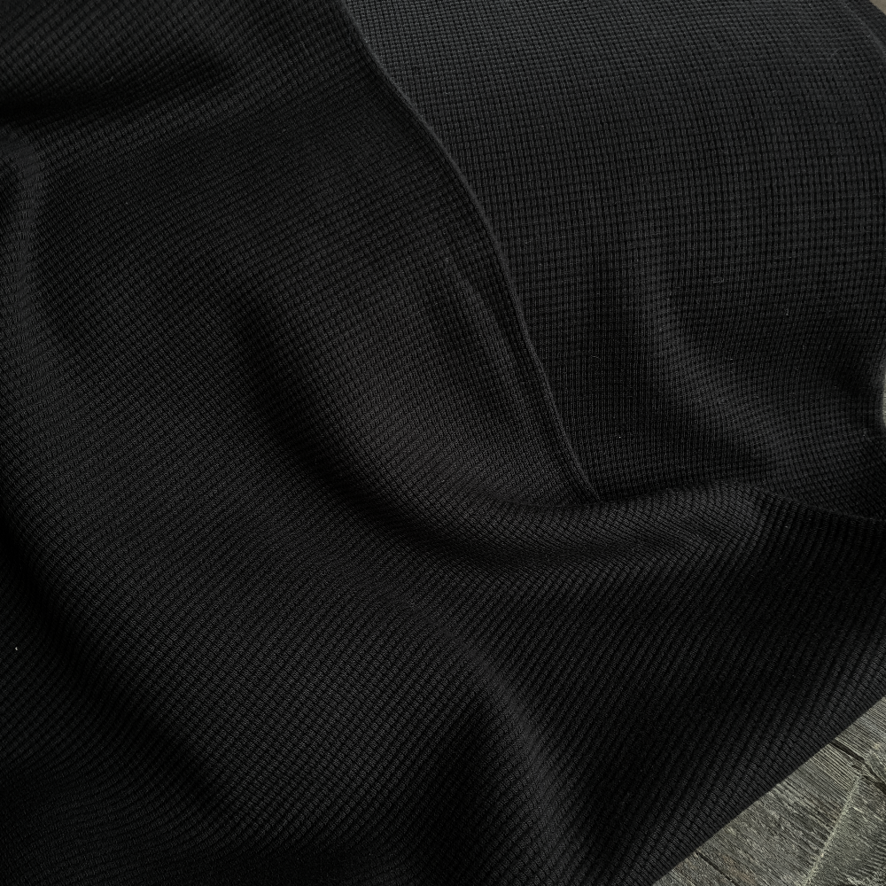 Tissu jersey coton gaufré Oekotex - Noir x20cm