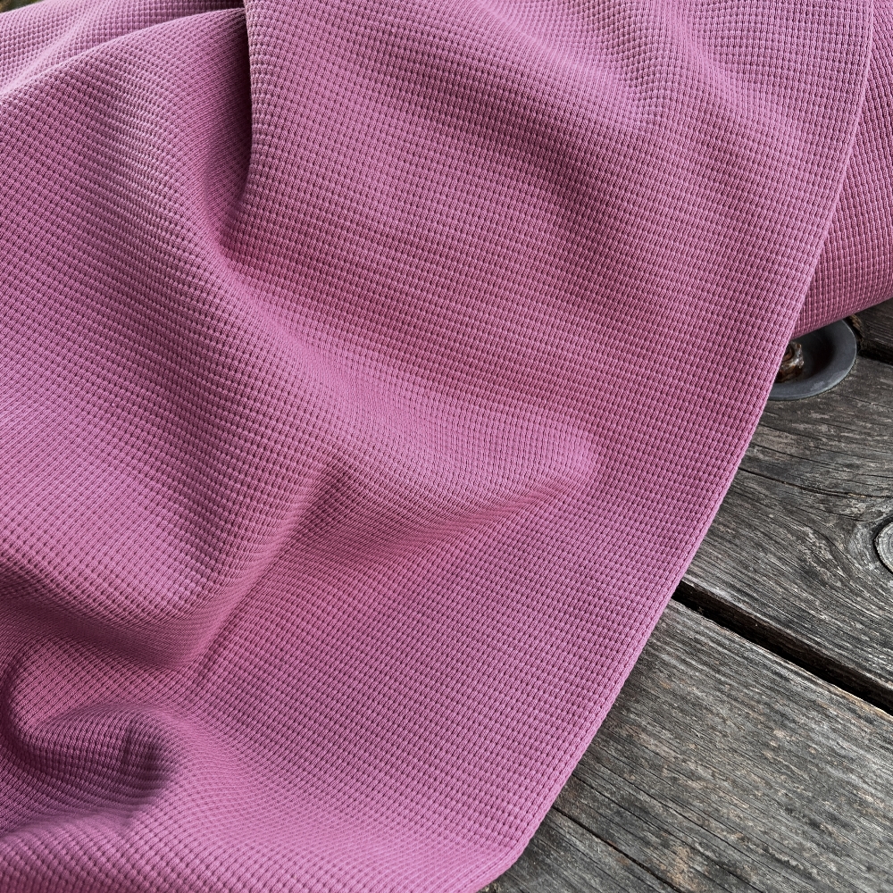 Tissu jersey coton gaufré Oekotex - Rose balai x20cm