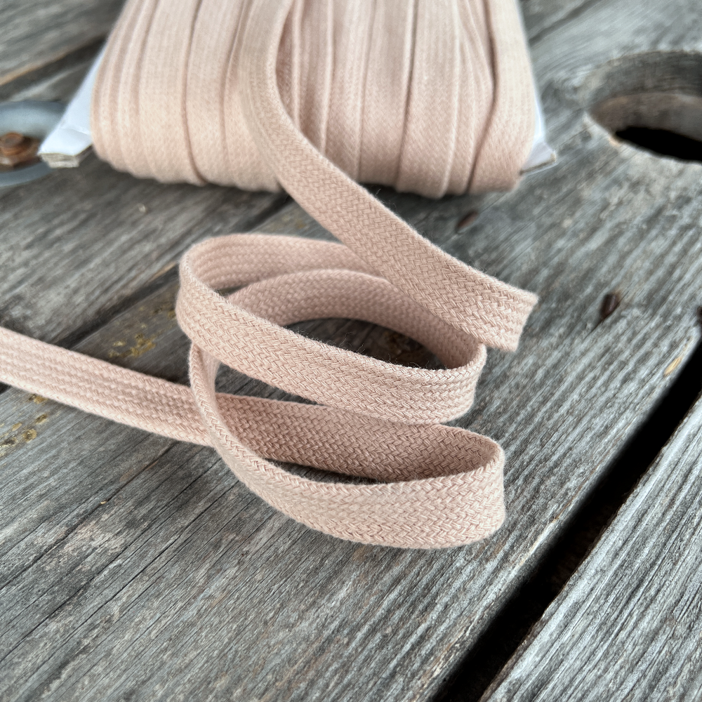 Tresse tubulaire coton 14mm - Beige rosé x 20cm