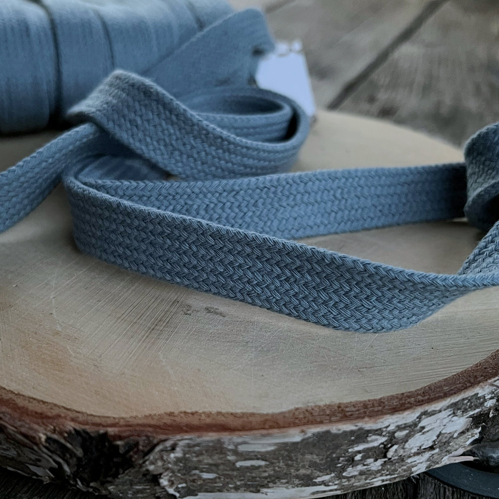 Tresse tubulaire coton 14mm - Bleu glacier x 20cm