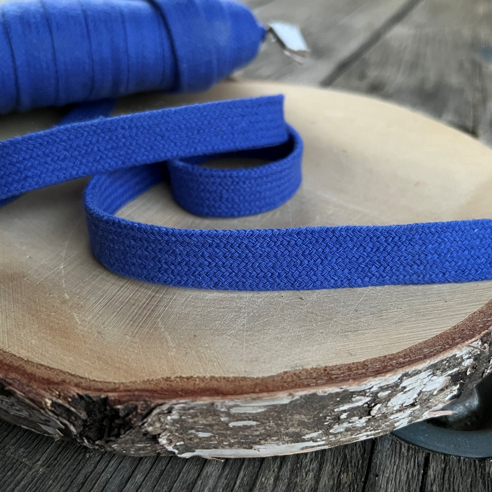 Tresse tubulaire coton 14mm - Bleu roi x 20cm
