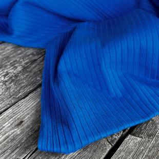 Jersey coton cotelé -  Bleu électrique