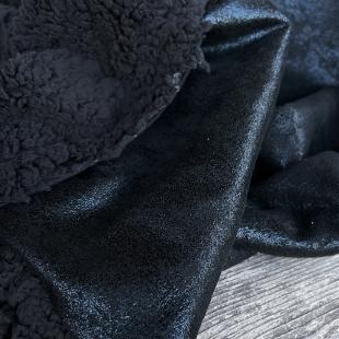 Tissu suèdine réversible moumoute - Noir irisé noir