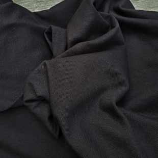 Tissu Jersey piqué coton / maille polo - Noir OEKOTEX