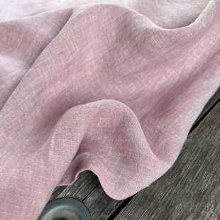 Tissu chambray 100% lin - Vieux rose