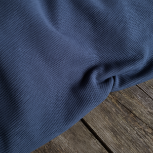 Tissu jersey coton gaufré Oekotex - Bleu jean