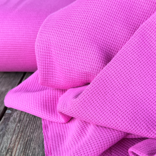 Tissu jersey coton gaufré Oekotex - Fuchsia clair