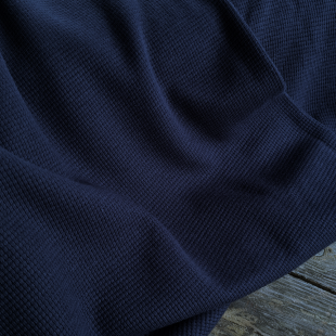 Tissu jersey coton gaufré Oekotex - Marine