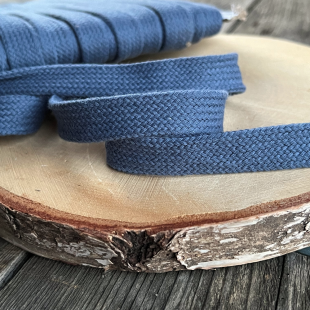 Tresse tubulaire coton 14mm - Bleu jean moyen