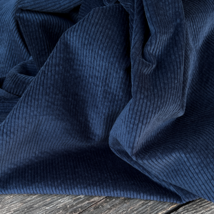 Velours grosses côtes stretch Oekotex - Bleu jean
