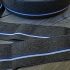 Elastique ceinture 40mm - gris foncé chiné rayures blanc/bleu roi x20cm