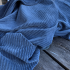 Jersey velours grosses raies Oekotex - Bleu jean x20cm